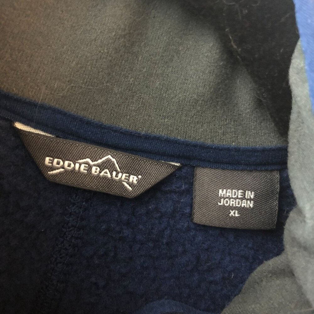 Eddie Bauer Womens Full Zip Sweater Jacket Fleece Pockets Navy Blue XL - Picture 3 of 4